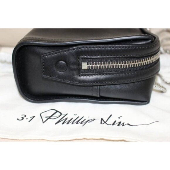 New with Tags 3.1 Philip Lim "Soleil Mini Zip Crossbody", Black Leather Nickel - Picture 7 of 10